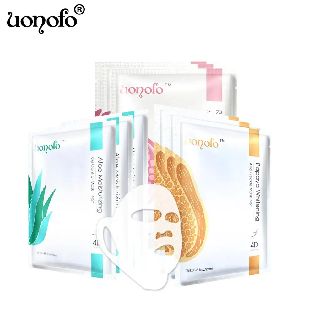 UONOFO 1PC 4DFruit flavor Aloe Moisturizing Face Facial Mask Fresh Anti Acne Plant Extract Oil Control 3