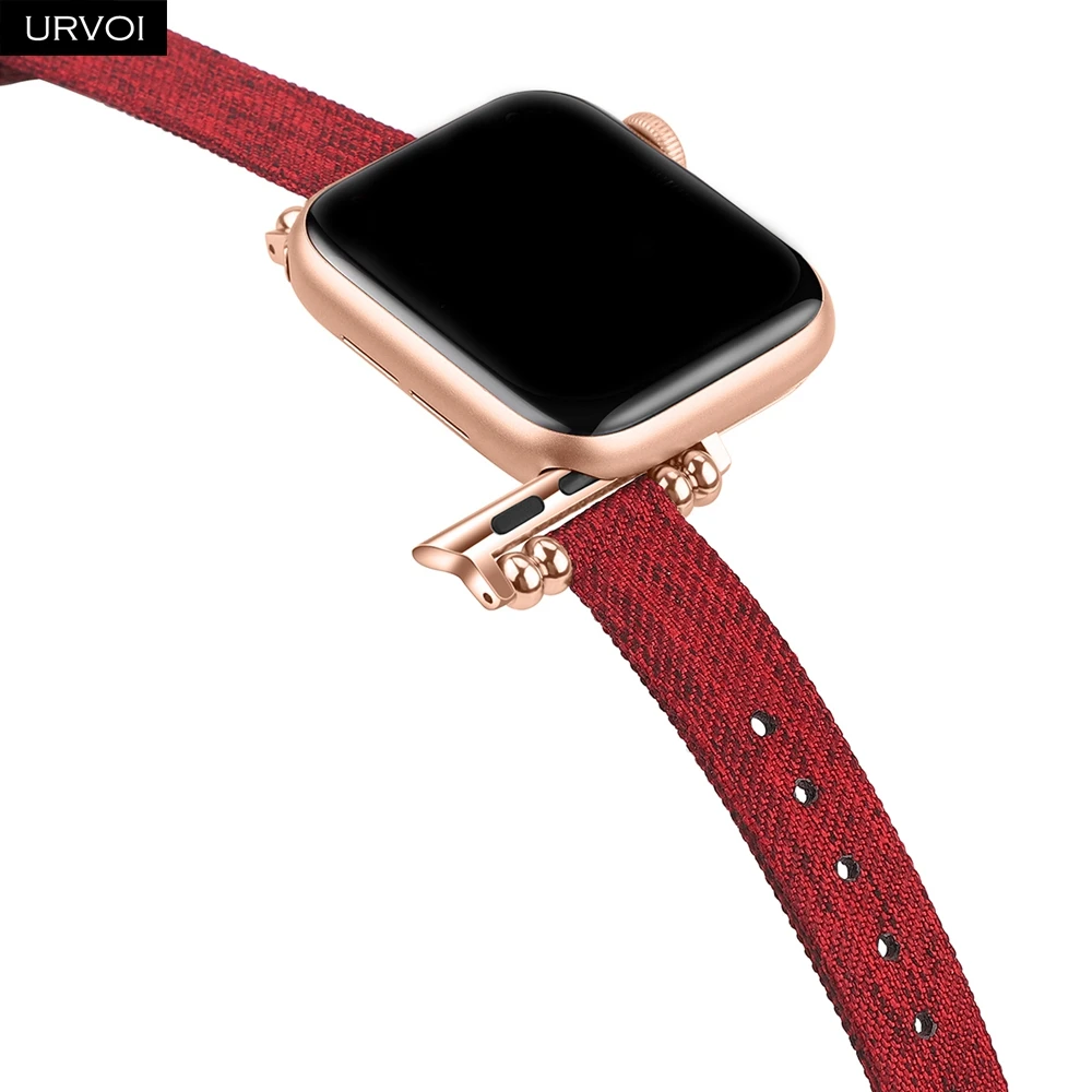 URVOI полотно холста для Apple Watch series 54 321 ремешок Ткань запястье для iwatch тонкий запястье современный дизайн подарок для девушек женщин