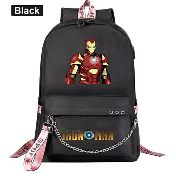 

Super Hero Iron Man Hulk Backpack Teenager Kids Schoolbag Women Men With USB Charging Chain Bundle Backpack Travel Bag Book Bag