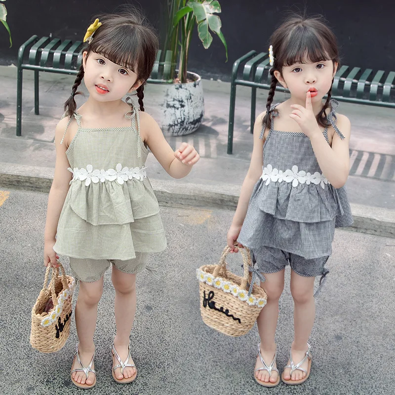 

Summer New Style Korean-style Camisole Flower Two-Piece Set Childrenswear 2019 Girls Children Clothes