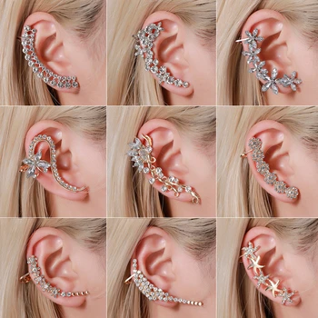 

Sweet Single Ear Clip Series Fashion Star Earrings Women Crystal Butterfly Earrings Simple Silvery Earring Jewelry Gold Earring
