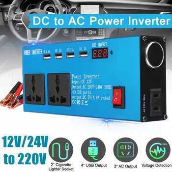 

Car Inverter Peak DC 12V/24V To AC 220V LED Display & EU Plug Power Inverter Volts Converter Charger Inversor Transformer