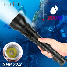 XHP70.2 профессиональный Ультра мощный фонарь для дайвинга L2 IP8 подводный 200 м Водонепроницаемый Подводный фонарь светильник