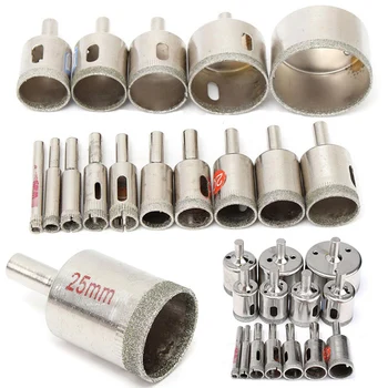 

15pcs Silver 6-50mm Ceramic Diamond Durable Hole Saw Drills Glass Cutter Tool Tile