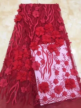 

Best Selling African Lace Fabric Nigerian French Fabric 2019 High Quality African 3d French Tulle Lace Fabric with beads FJ31231
