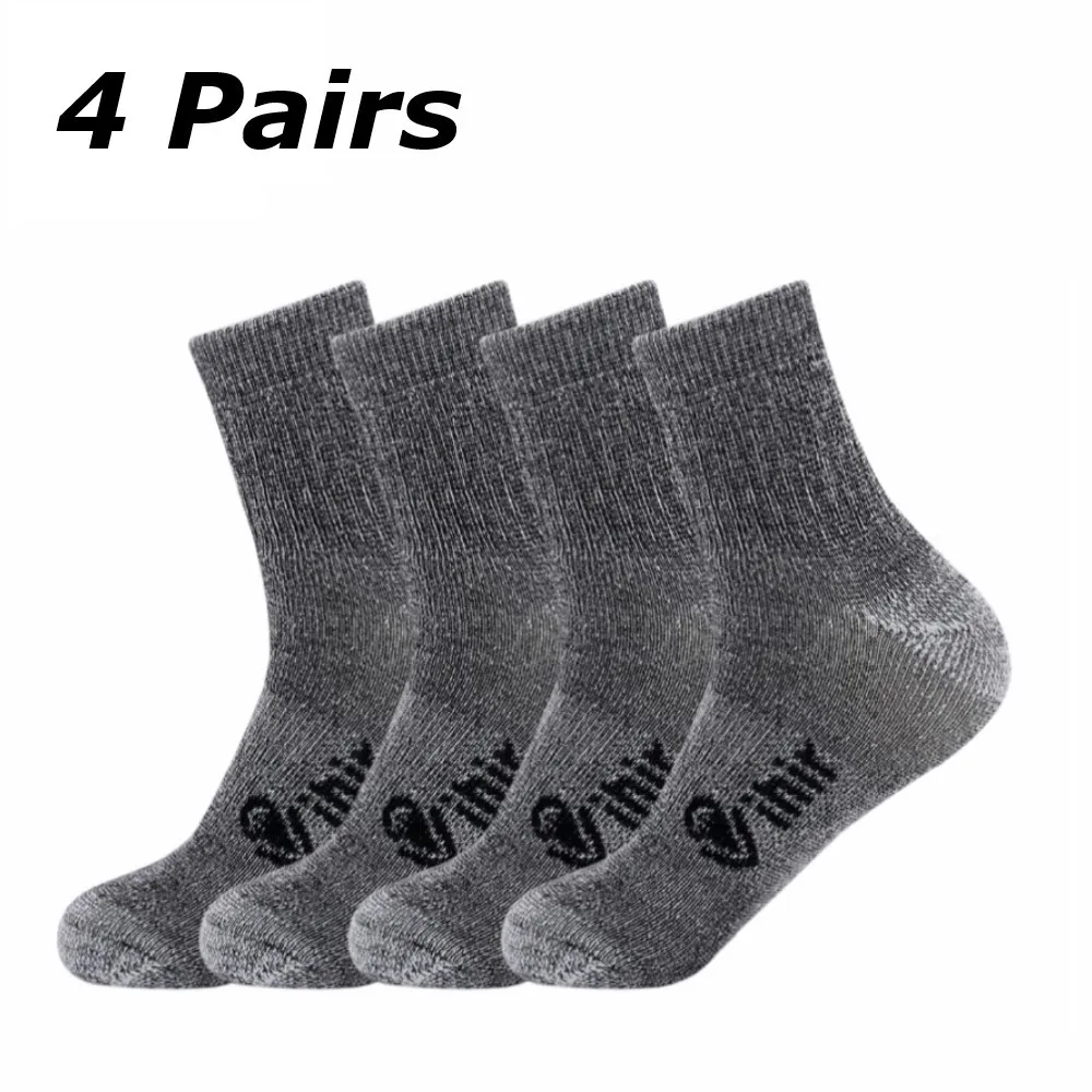 4 Pairs/pack,Vihir Men's Antimicrobial Thermal 80% Merino Wool Athletic Crew sport Socks