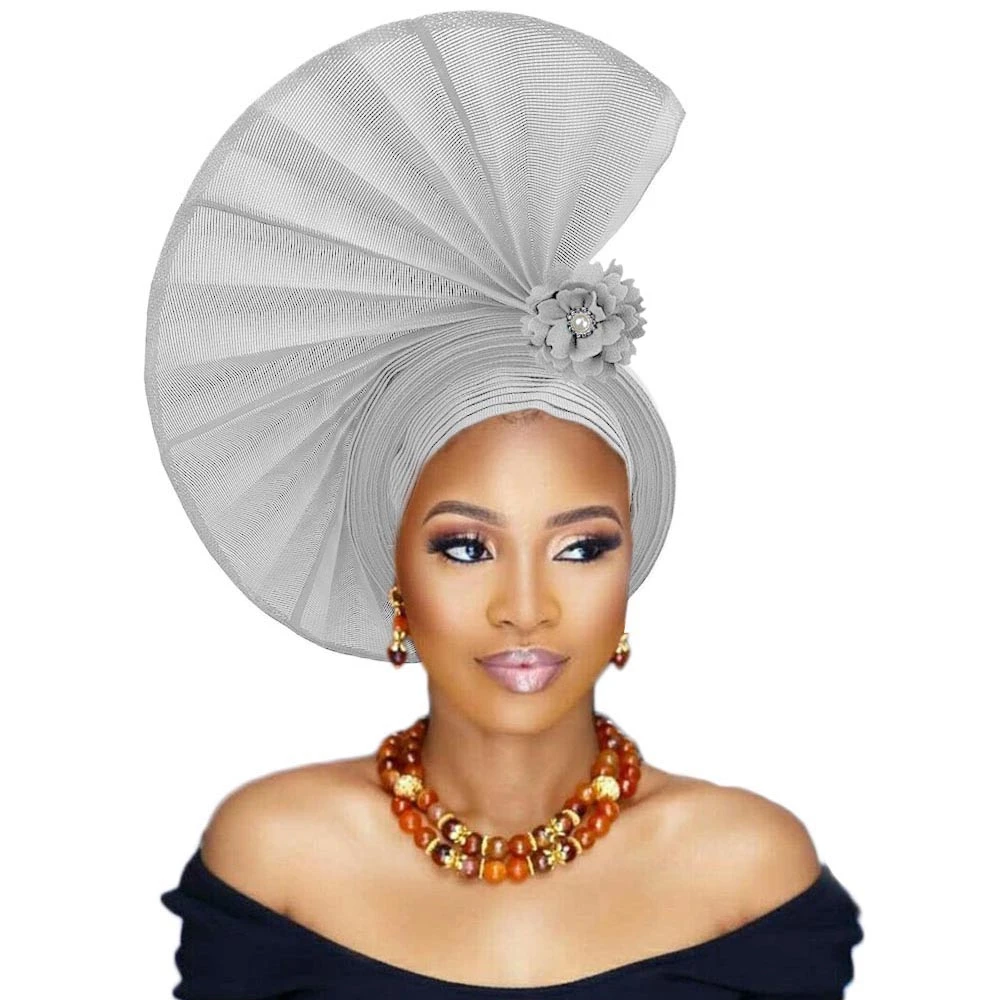 Fashion African Women Party Headtie Turban Cap Already Made Auto Gele Aso Oke Material african fashion designers