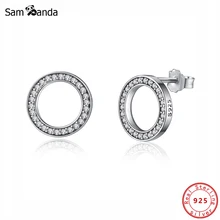 Оригинальные 925 пробы серебряные серьги-гвоздики, серьги Lucky Forever, Кристальные круглые серьги для женщин, модные ювелирные изделия, подарок