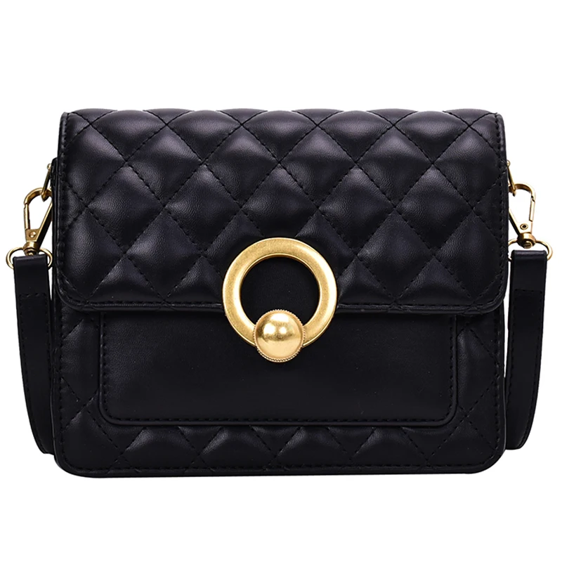 

191226 iVog New Arrival Everyday Female Small PU Black Shoulder Crossbody Handbag Quilted Hand Bags for Women 2019