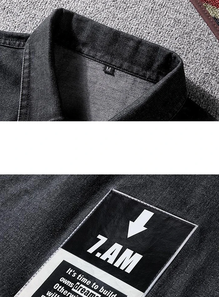 new Hooded denim jacket men's men's hip hop men's retro denim jacket jacket street casual bomber jacket Harajuku fashion coat