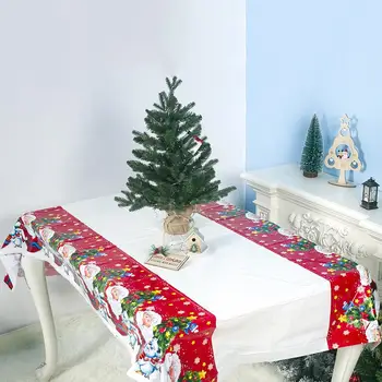 

Christmas Santa Table Cover Tablecloth Cushion Mat PVC Waterproof Party Decor Table Cloth Dinner Party New Year Tablecloth