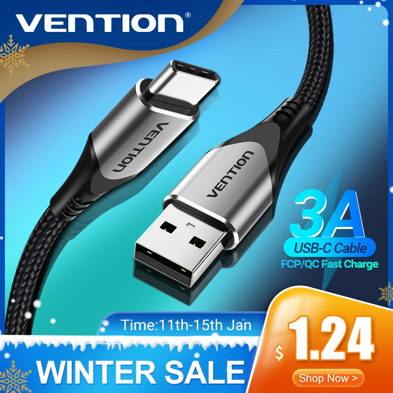 Vention USB Type C кабель для Samsung S10 S9 3A Быстрая зарядка зарядное устройство дата провод