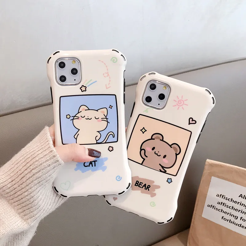 Ударопрочный чехол ORYKSZ с 3d-изображением кота и медведя для iPhone 11 Pro Max чехлы 7 8 Plus X