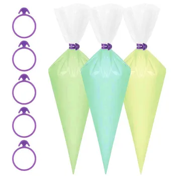 

100 Pieces 16 Inch Extra Thick Disposable Piping Bags Set with 5 Bag Ties Cake Cream bag Decorating Pastry Tip Tool #1124