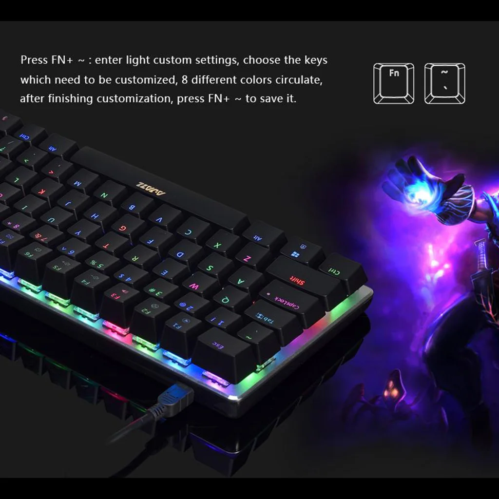 RGB Mechanical Keyboard Mini 82 Keys Layout Blue Black Switches Wired Portable Mechanical Keyboard Mini Gaming Keyboard
