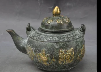

zhmui8800626250<<++5" mark china bronze dragon Phoenix Eight Immortals statue Tea maker Teapot