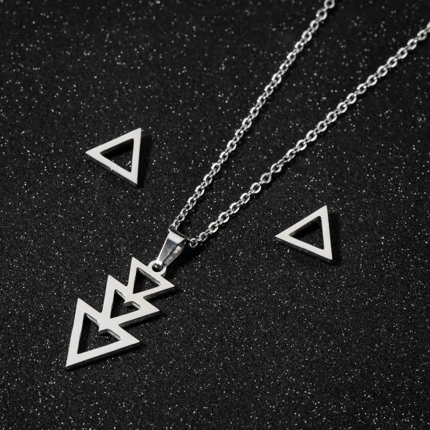 Necklace Men's Women's Triangle Long Chain Pendant Hip Hop Gothic Punk Small Earrings Unusual Party Fashion Jewelry | Украшения и