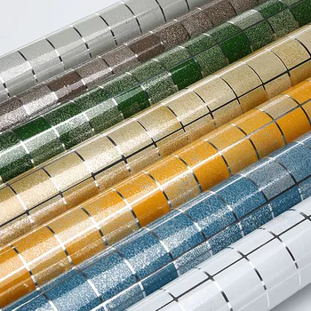 

45x100cm Self Adhesive Mosaic Tile Sticker Bathroom Kitchen Wall Tile Stickers Decor Waterproof PVC Tiles Wallpaper Backsplash