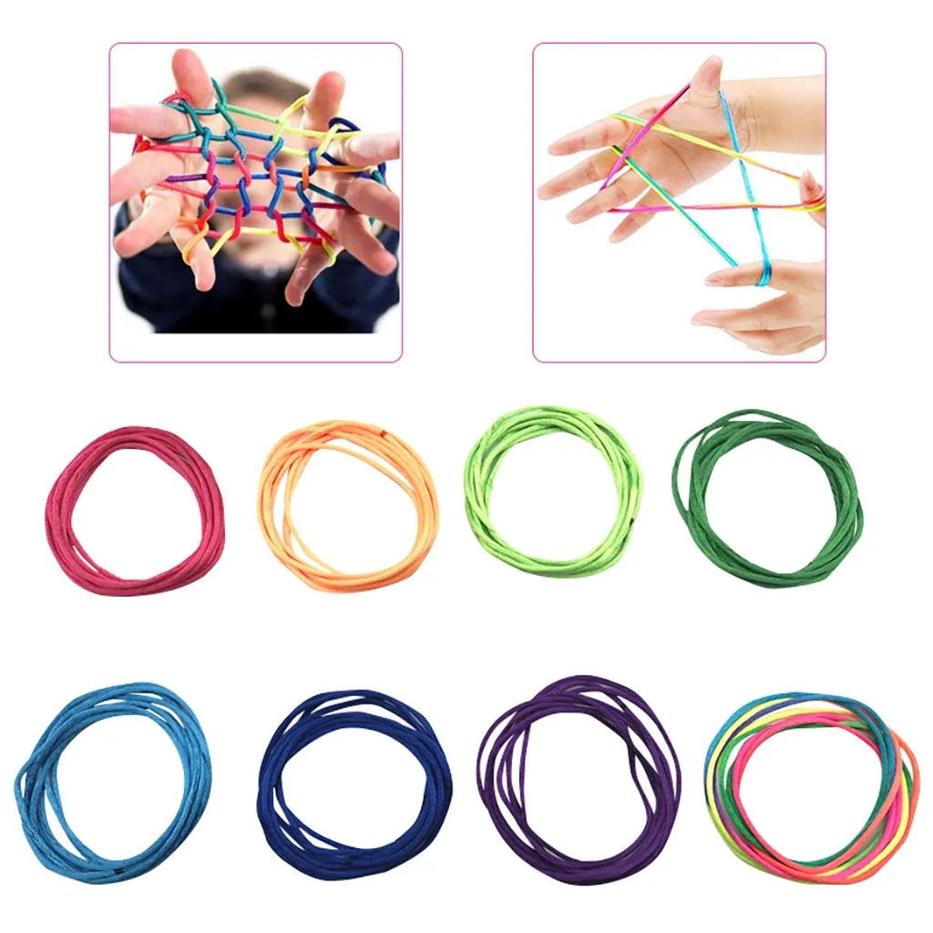 

Rainbow Toy String Set Finger 8pcs Rainbow Rope Skill Game and Hobbies Educational Toys Elastic Game Kids Toys for Children