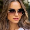 Vintage Rimless Square Sunglasses Women Luxury Fashion Oversized Sun Glasses Female Retro Pink Black Gradient Mirror Oculos 1