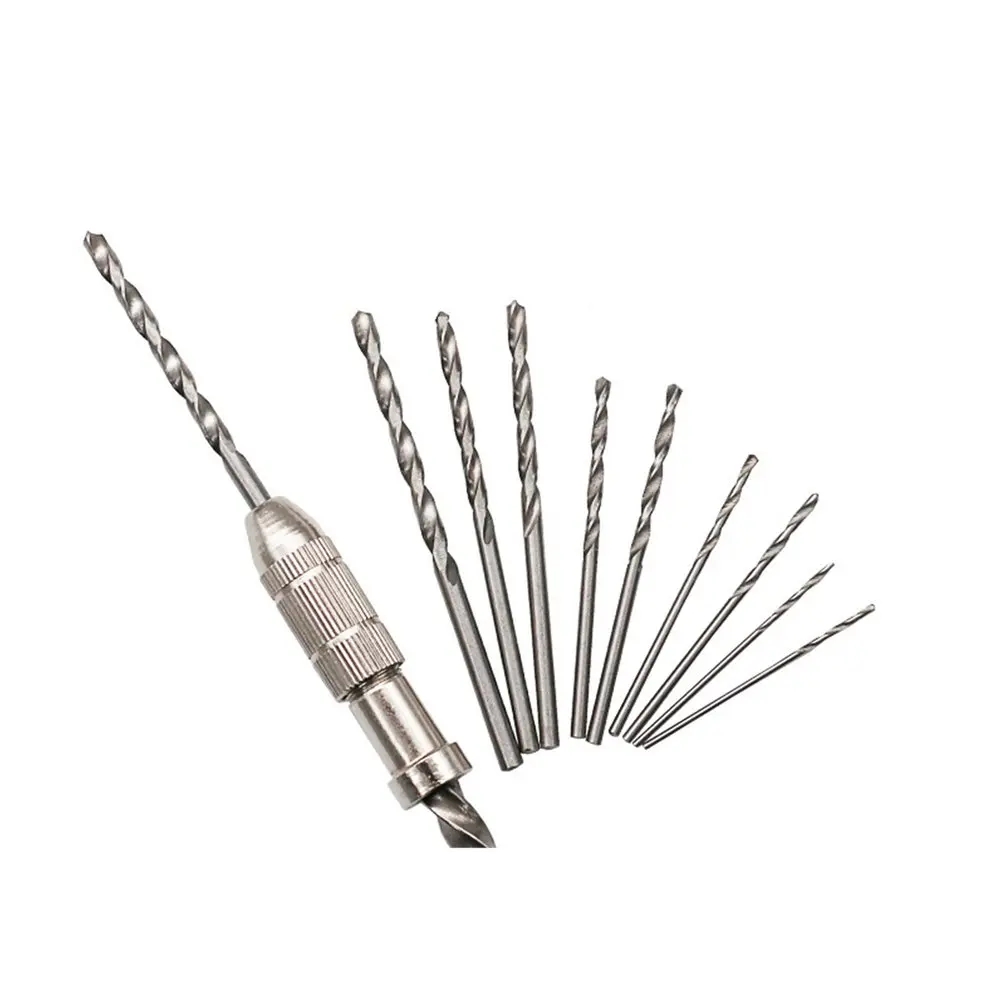 aluminum alloy micro hand drill with keyless chuck  10pcs twist