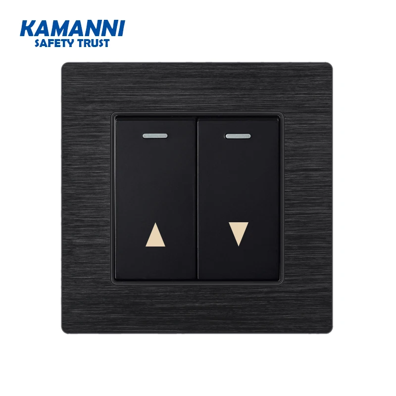86type luxury Wall Switch 1 2 3 4 gang 1way Black aluminum alloy panel  EU Standard led light push button switch 1 year warranty