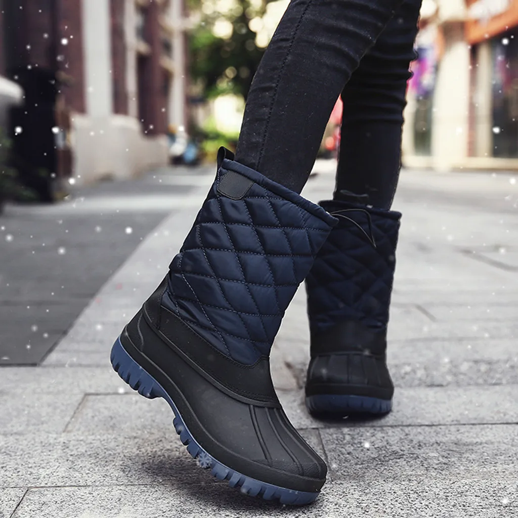 

Basic Plus Size 35-43 Women Mid-Calf Boots Round Toe Zip Platform Decor Female Shoes Fur Plush Insole Winter Boots Women#3