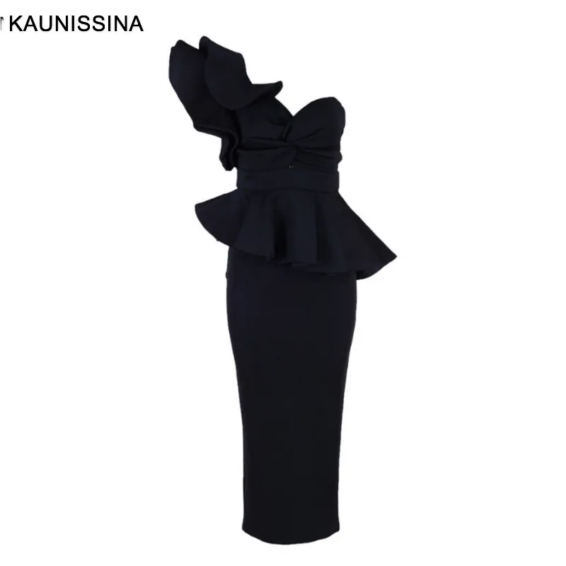 Формальное коктейльное облегающее платье с оборками KAUNISSINA сексуальное