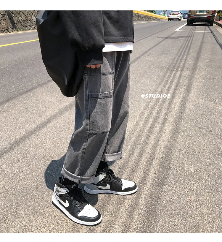 LEGIBLE Men Casual Pockets Hip Hop Denim Cargo Pants Mens Autumn Fashion Vintage Jeans Clothes Male Design Teen Pants