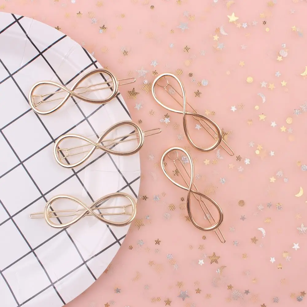 

1PCS digital 8 Fashion Geometric Irregular Gold Hair Clip metal girls hair clip Simple women hair clips Hair accessories