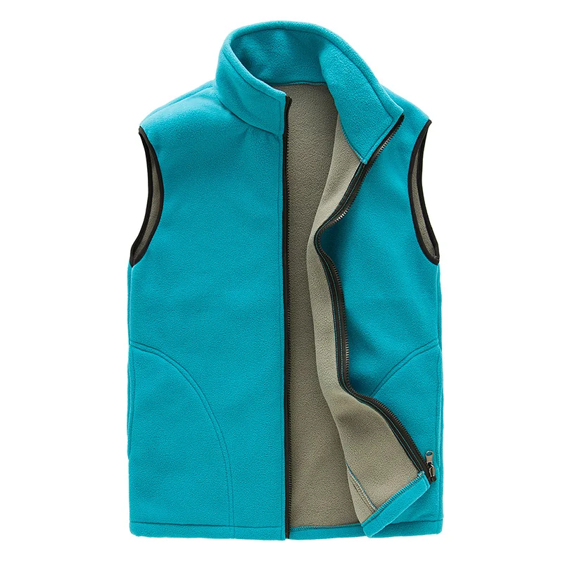 Женский теплый флисовый жилет Cardian Sofeshell, Лоскутная куртка без рукавов, терможилет на молнии, Походное пальто в стиле милитари 3XL - Цвет: Lake blue