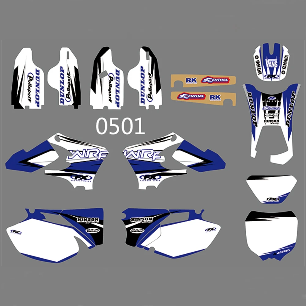

For YAMAHA WR250F WR450F 2005 2006 Graphics Decals Stickers Custom Number Name 3M Full Motorcycle Backgrounds Accessories