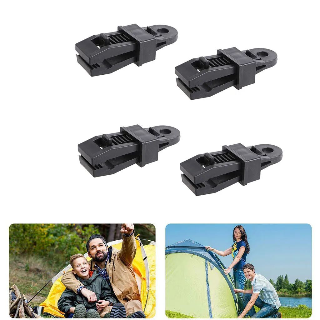 4 Pieces Tarp Clips Multi Purpose Tent Awning Clamps Set Camping Clamp