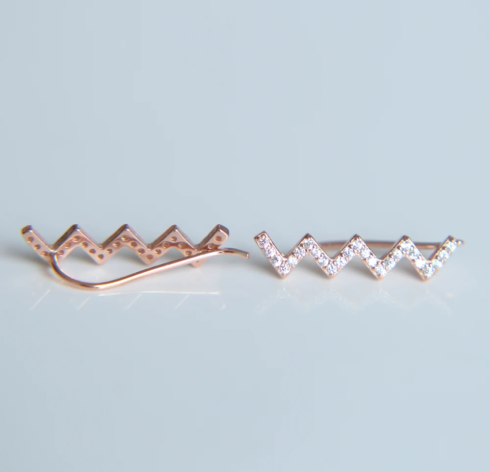 silver 3 color ear cuff earrings for women bijoux beautiful long wire stud earrings fashion jewelry 925 sterling silver