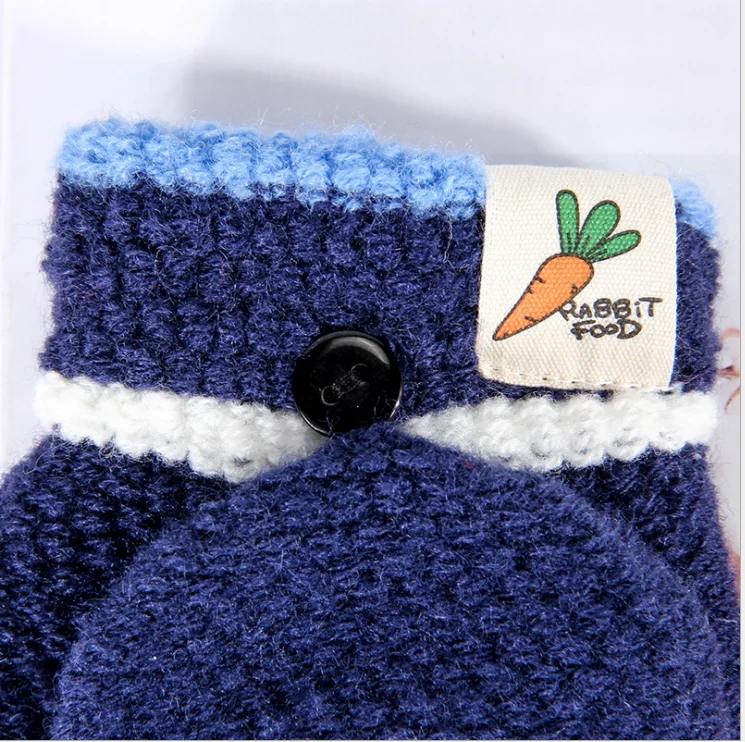 HIRIIGN/Детские Зимние перчатки для мальчиков и девочек, вязаные варежки с Откидывающейся Крышкой, теплые детские милые теплые перчатки