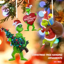 Grinch ornements suspendus de noël arbre de noël pendentif décoration murale escalier porte sac à dos décor créatif réaliste tortue