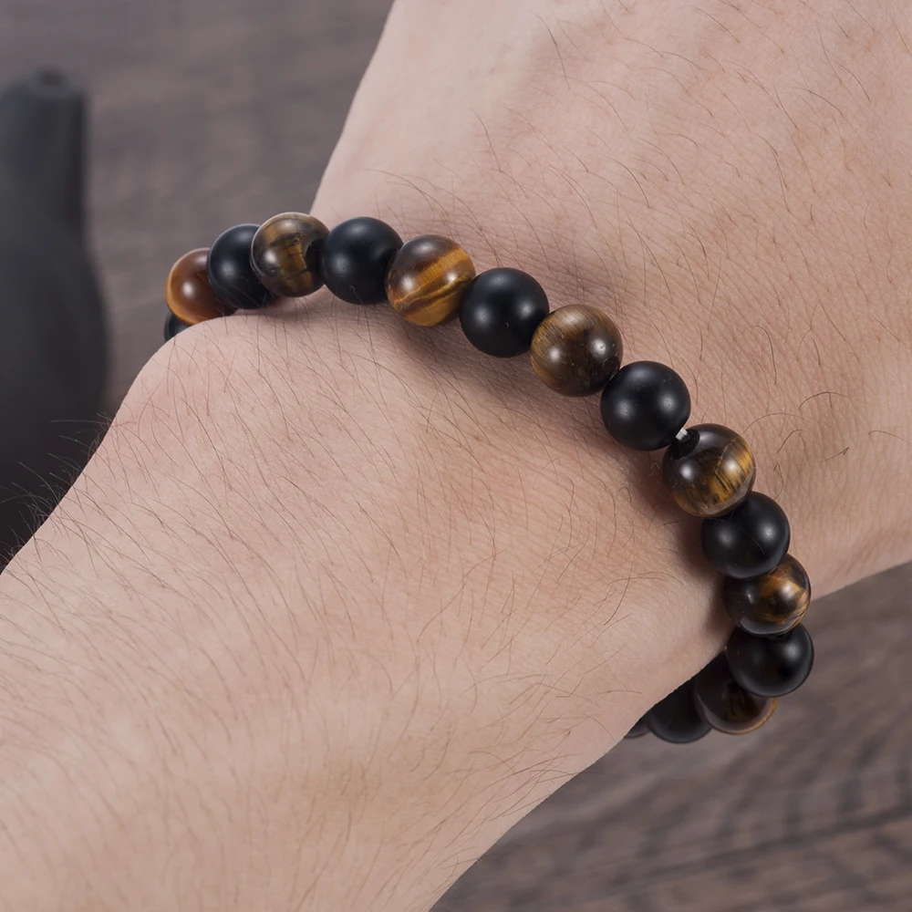 8 мм новые браслеты из натурального Тигрового Глаза мужские черные этнические медитационные черные браслеты женские ювелирные изделия для молитвы браслет для йоги