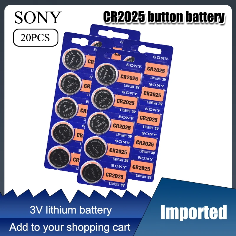En venta Sony-batería de litio de 3V CR2025 para Botón de moneda, 20 Uds., DL2025 BR2025 KCR2025 CR 2025, para relojes de juguete, mando a distancia dmx5MZZlqgw