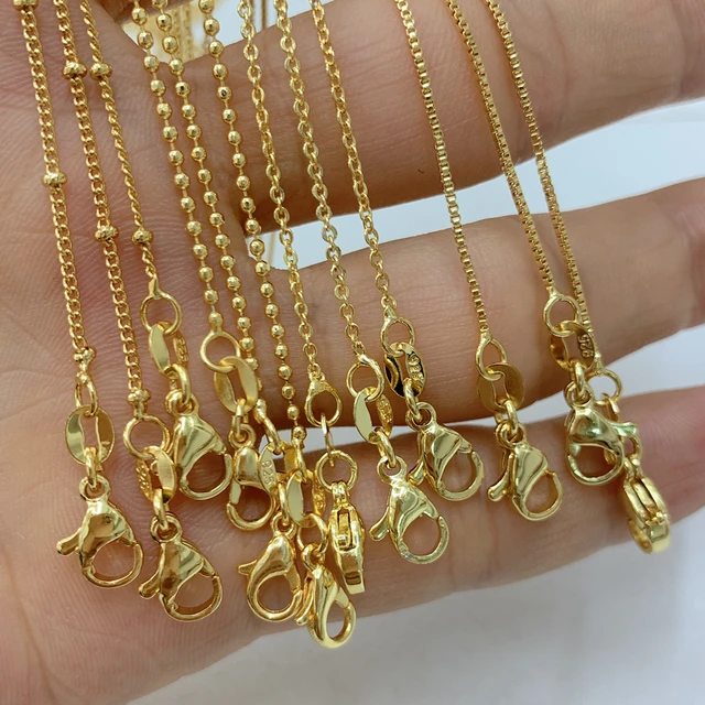 Collar simple cadena de bisutería para mujer, fabricación de joyas DIY, accesorios de gargantilla de oro chapado cobre de alta calidad - AliExpress
