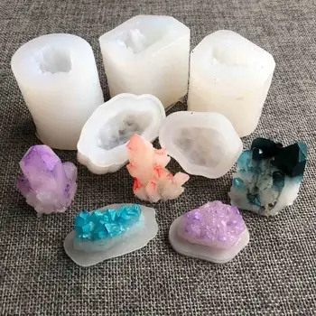 

2020 Handmade Natural Crystal Quartz Rock Cluster Geode Druzy Stone Epoxy Resin Mold Pendant Mold Resin Jewelry Making Tools