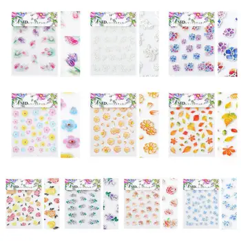 

1Sets 3D Acrylic Engraved Nail Sticker 5D Embossed Decals Art Empaistic Nail Flower Nail Slide Cat Decals Cute Water Lace W J4C1