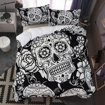 

Retro fashion home bedding set Retro fashion Skull bed set duvet cover set king Queen size Quilt Cover Pillow case Home Textiles