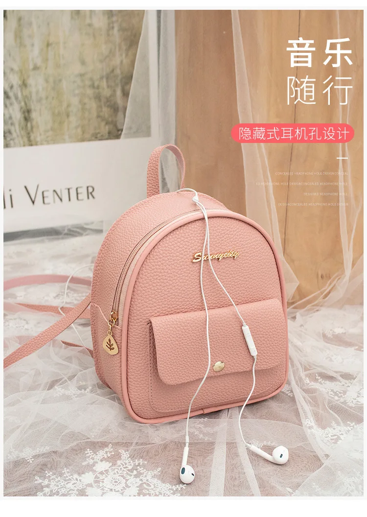 Mini Backpack Women PU Leather Shoulder Bag For Teenage Girls Kids Multi-Function Small Bagpack Female Ladies School Backpack