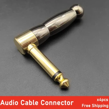 

4pcs High Quality Guitar Audio Cable Adapter 1/4" 6.35mm Right Angle Guitar AMP Connector Jack Plug Connector