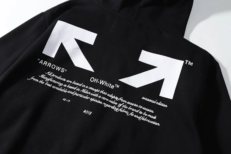 Европа и Америка off White Ow квалифицированный 03 с цифрами стрелы лозунг с капюшоном плюс бархат толстовка для мужчин и женщин знаменитости Sty