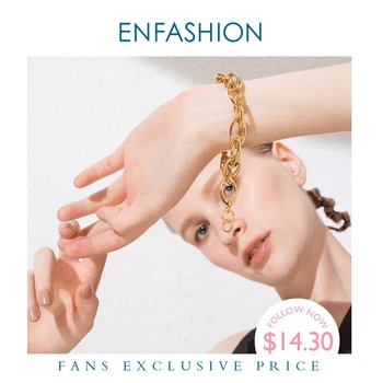 

ENFASHION Punk Link Chain Bracelets Bangles For Women Gold Color Stainless Steel Thick Chain Bracelet Fashion Jewelry BM192012