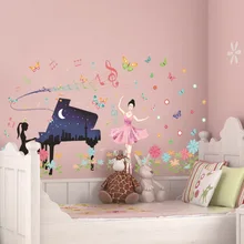 Звезда олень фортепиано Танцы девушки спальня гостиная фон украшение Съемные 3D наклейки обои XC7003