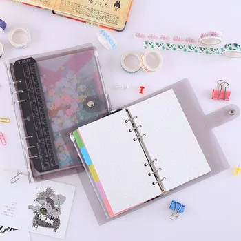 

A5/A6 PVC Notebook Accessory Sheet Shell Office School Transparent Concise 6 Holes Binder Planner Cover Bullet Journal