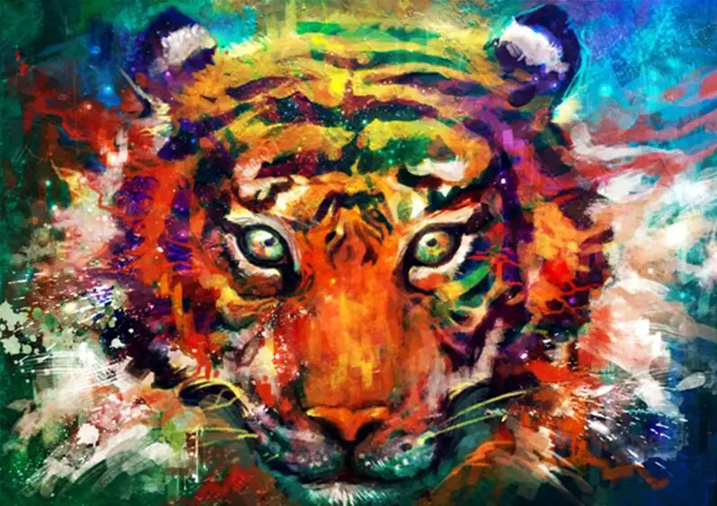 CHENISTORY животные Сделай Сам краска по номерам тигр кошка краска по номерам домашняя настенная художественная картина каллиграфия краска 40x50 см произведение искусства - Цвет: 991956