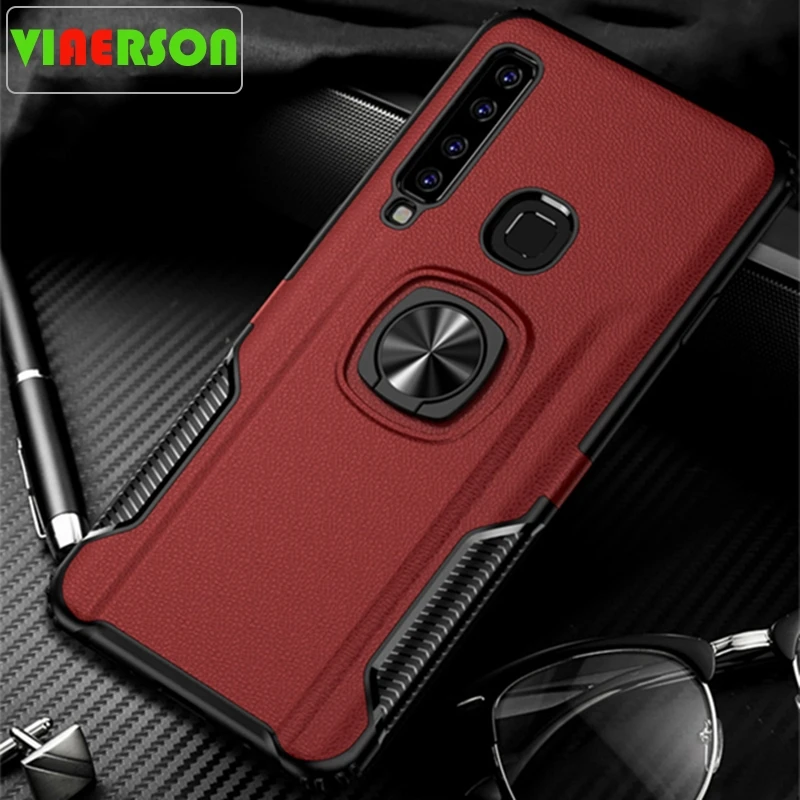 Кожаный чехол с металлическим кольцом для Samsung A9 2018 A9S автомобильный магнитный